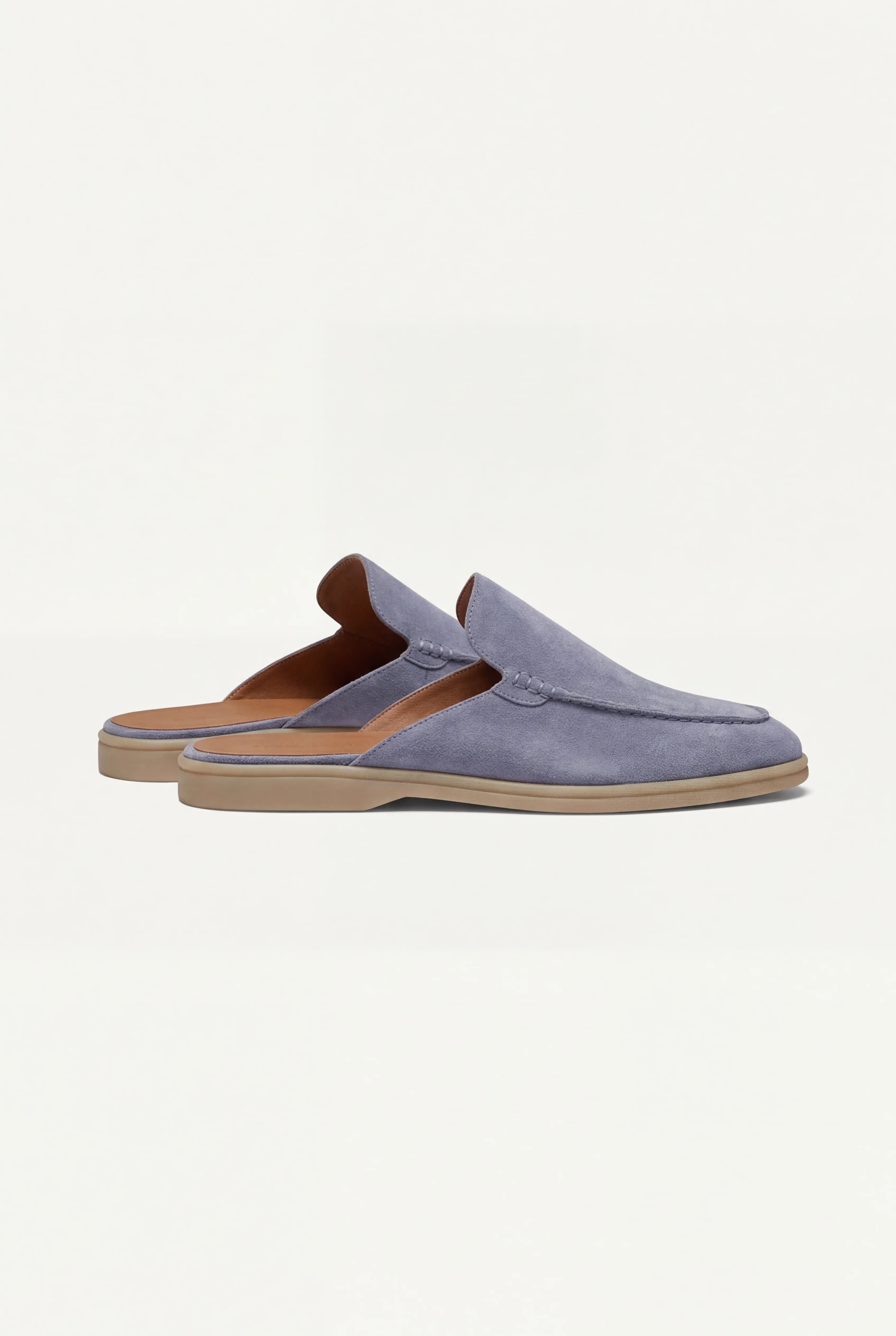 Lyseblå semsket yacht-loafers